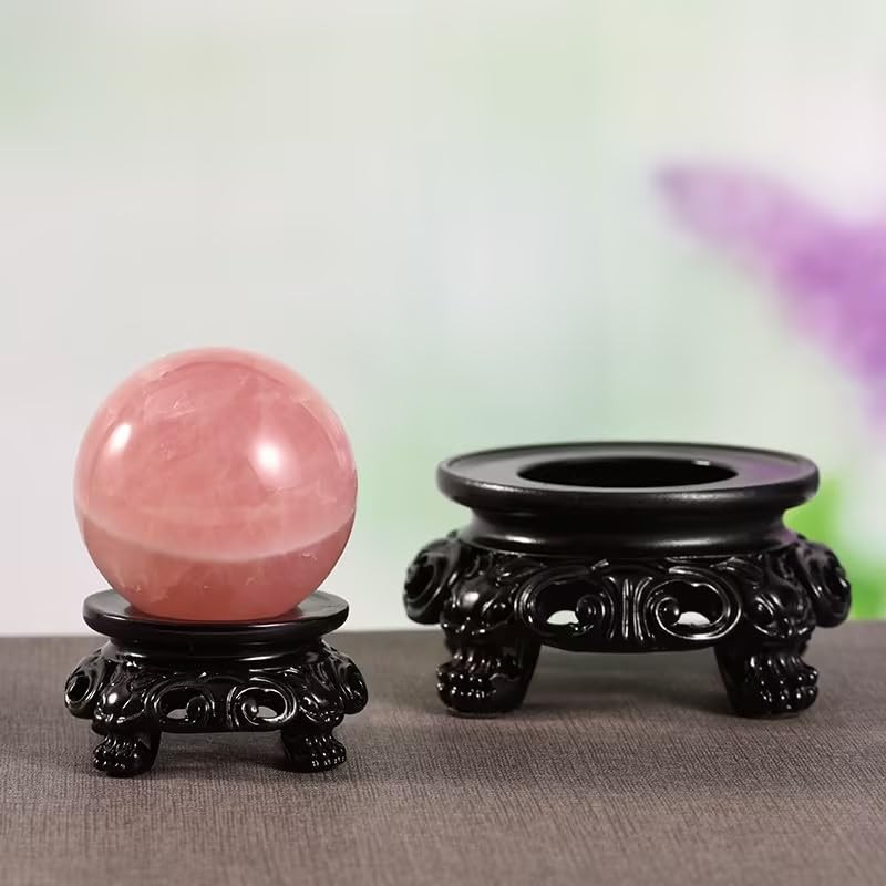 Junfamilee Black Wooden Display Stand for Crystal Sphere Quartz Ball