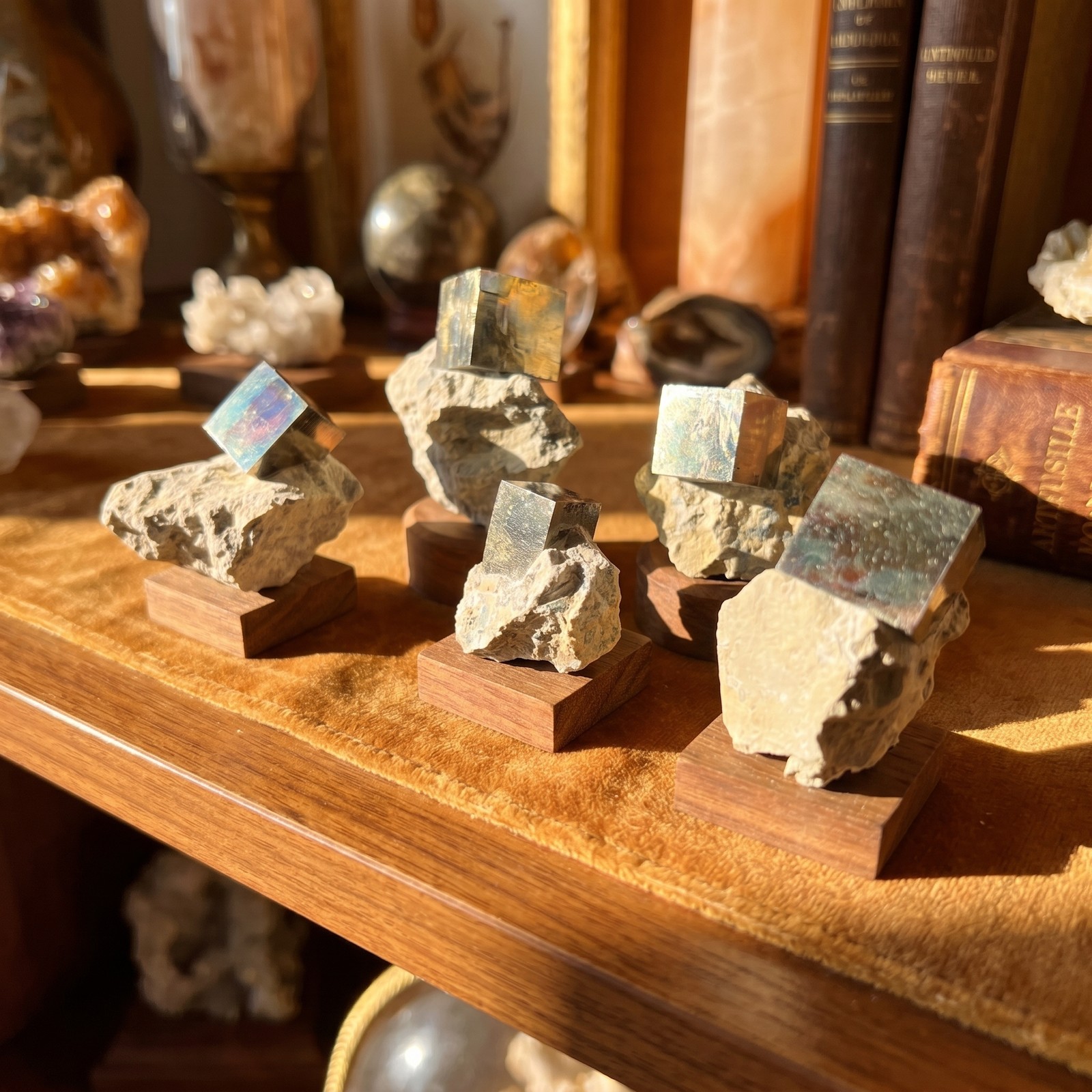 Golden Iron Pyrite Crystal Cubes In Rough Raw Matrix Wholesale