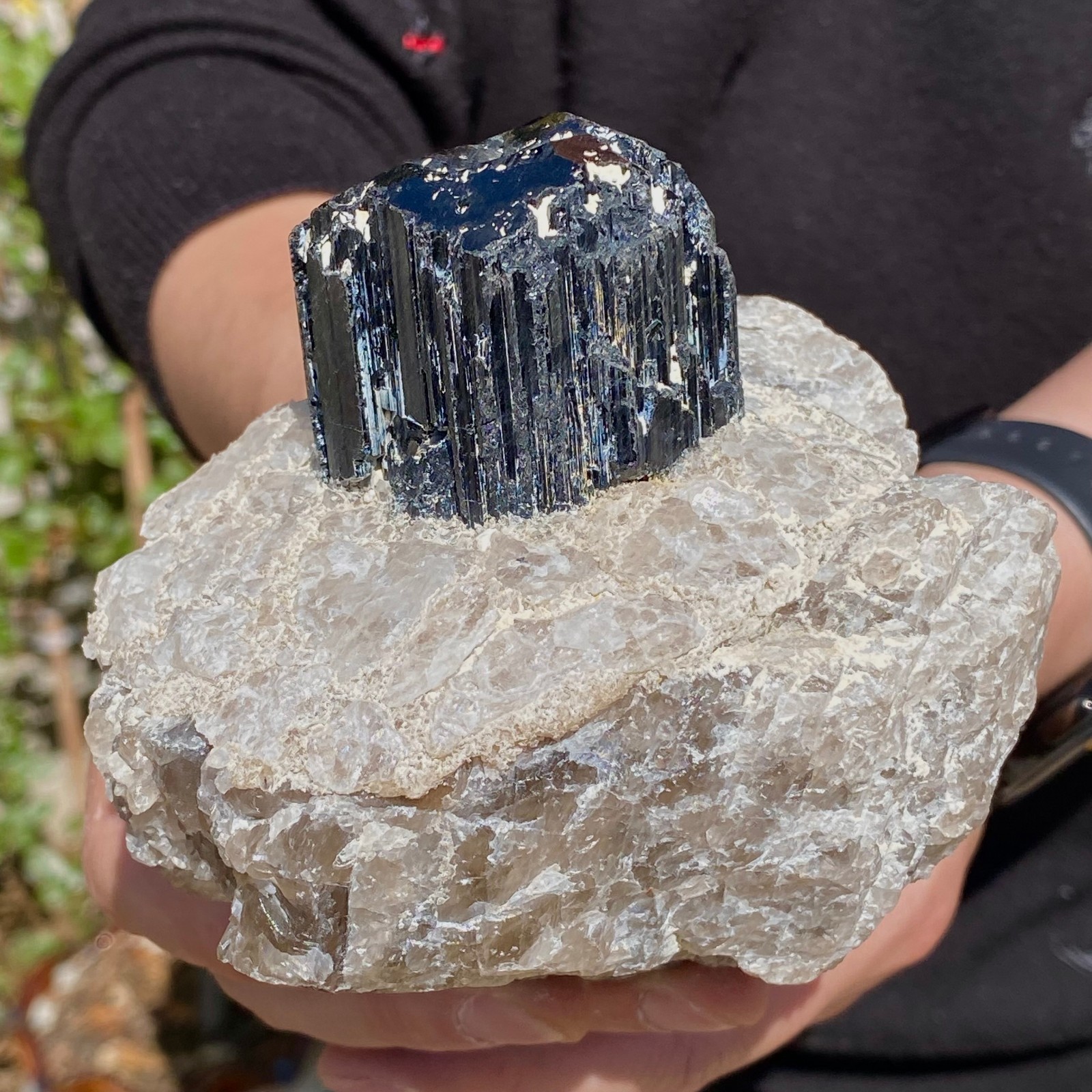 1.77LB Natural black tourmaline crystal gemstone rough mineral specimen