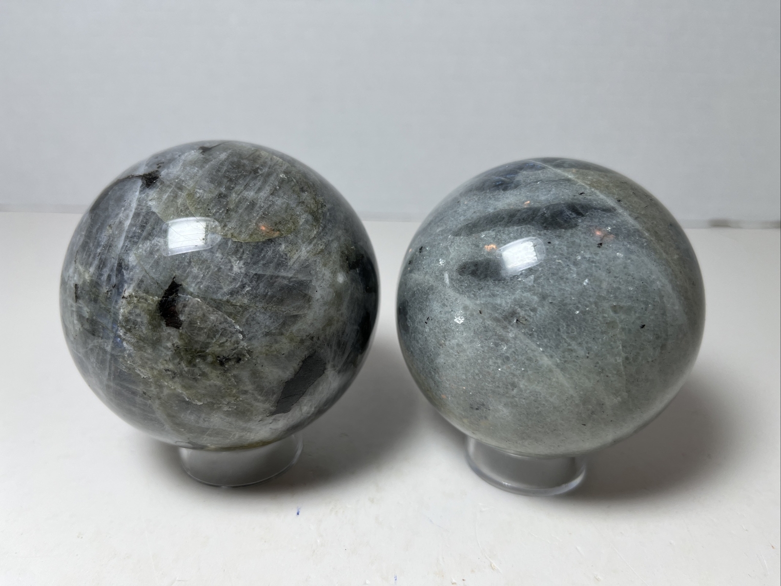 Labradorite Sphere Lot/ With Acrylic Stands