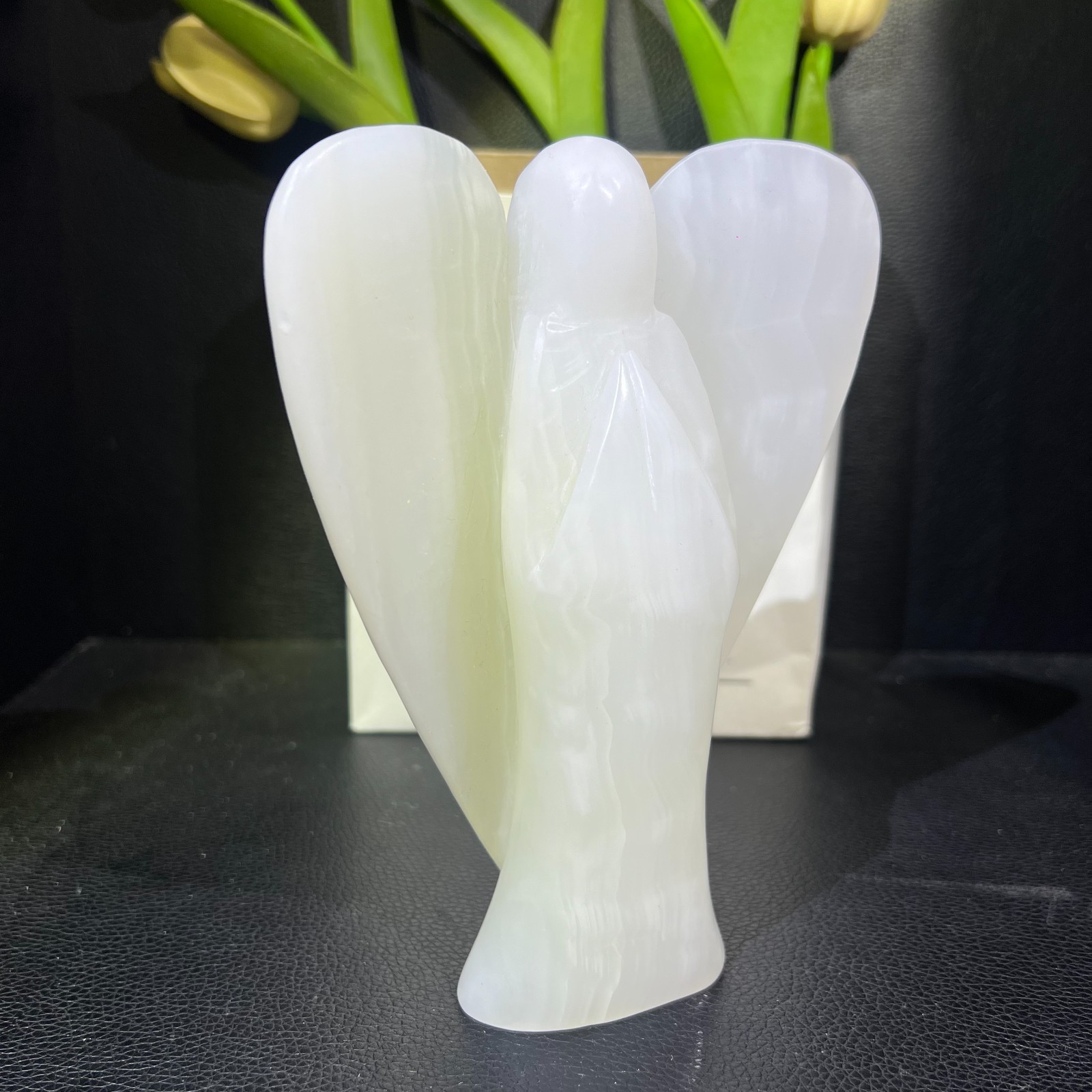 2.1LB 165mm” Natural Afghan Jade Angel Crystal Ornament Quartz Gift