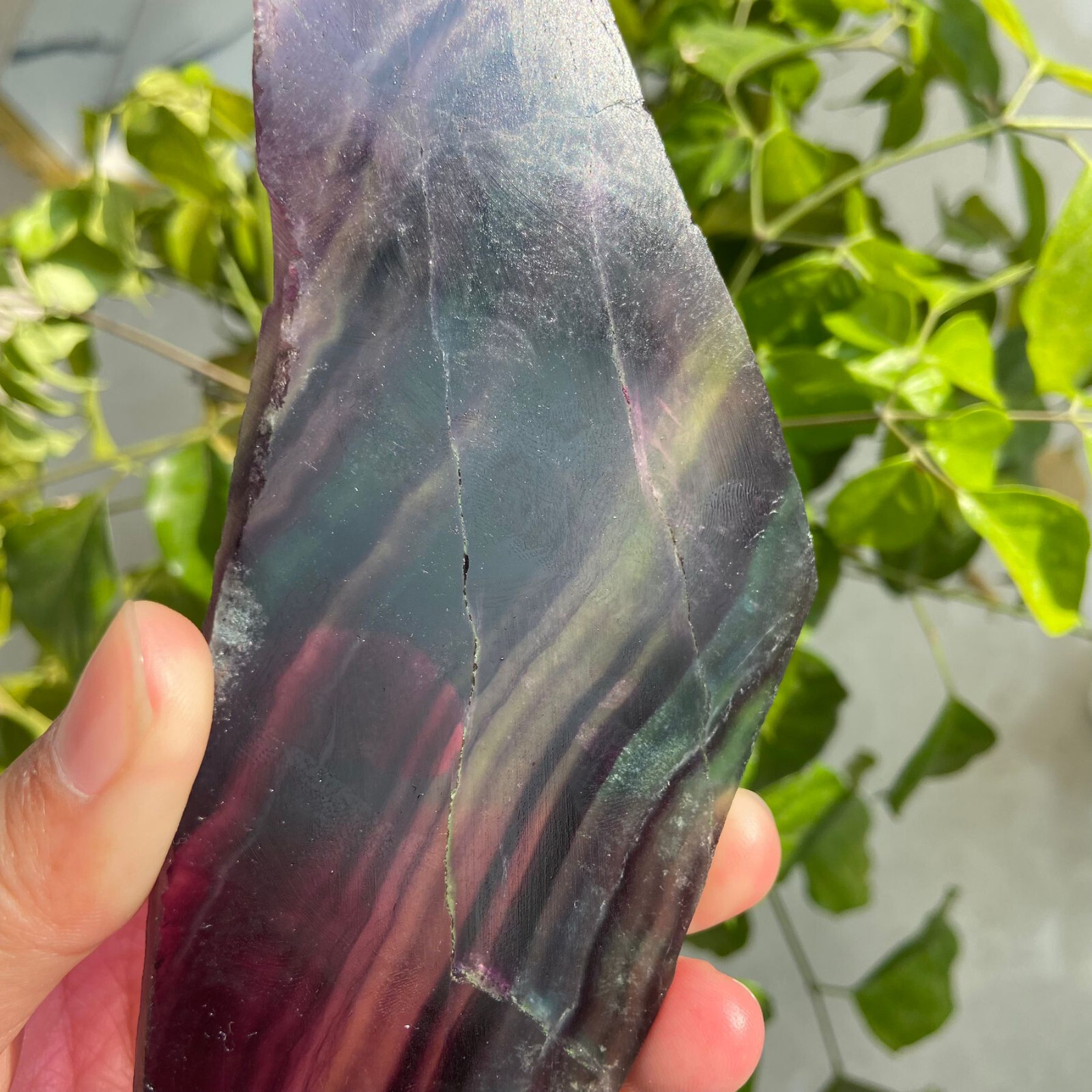 190g Rainbow Fluorite Stone Slab Slice Quartz Crystal Specimen Healing No Stand