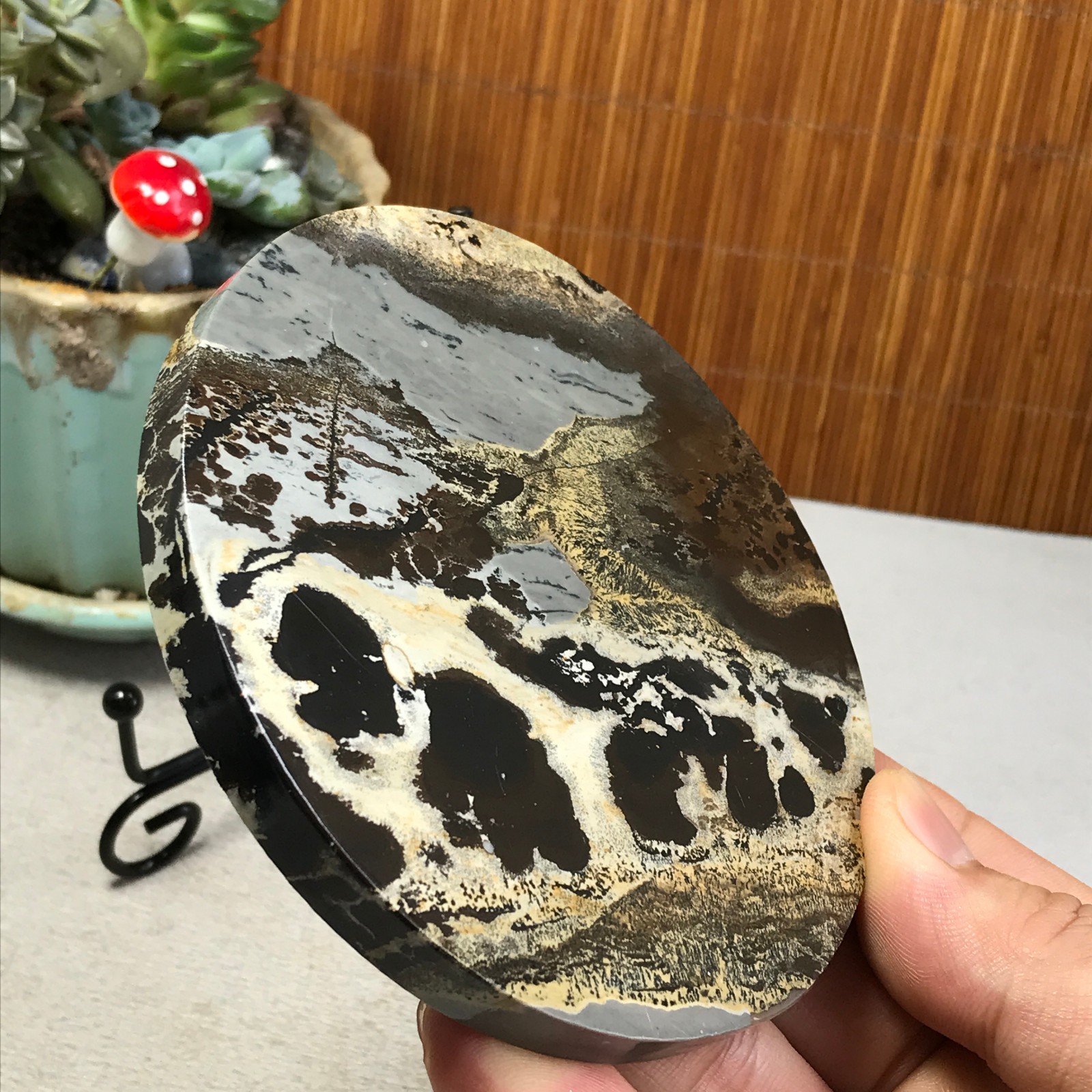 99mm Natural Chinese painting stone crystal ornaments for home decoration A6401