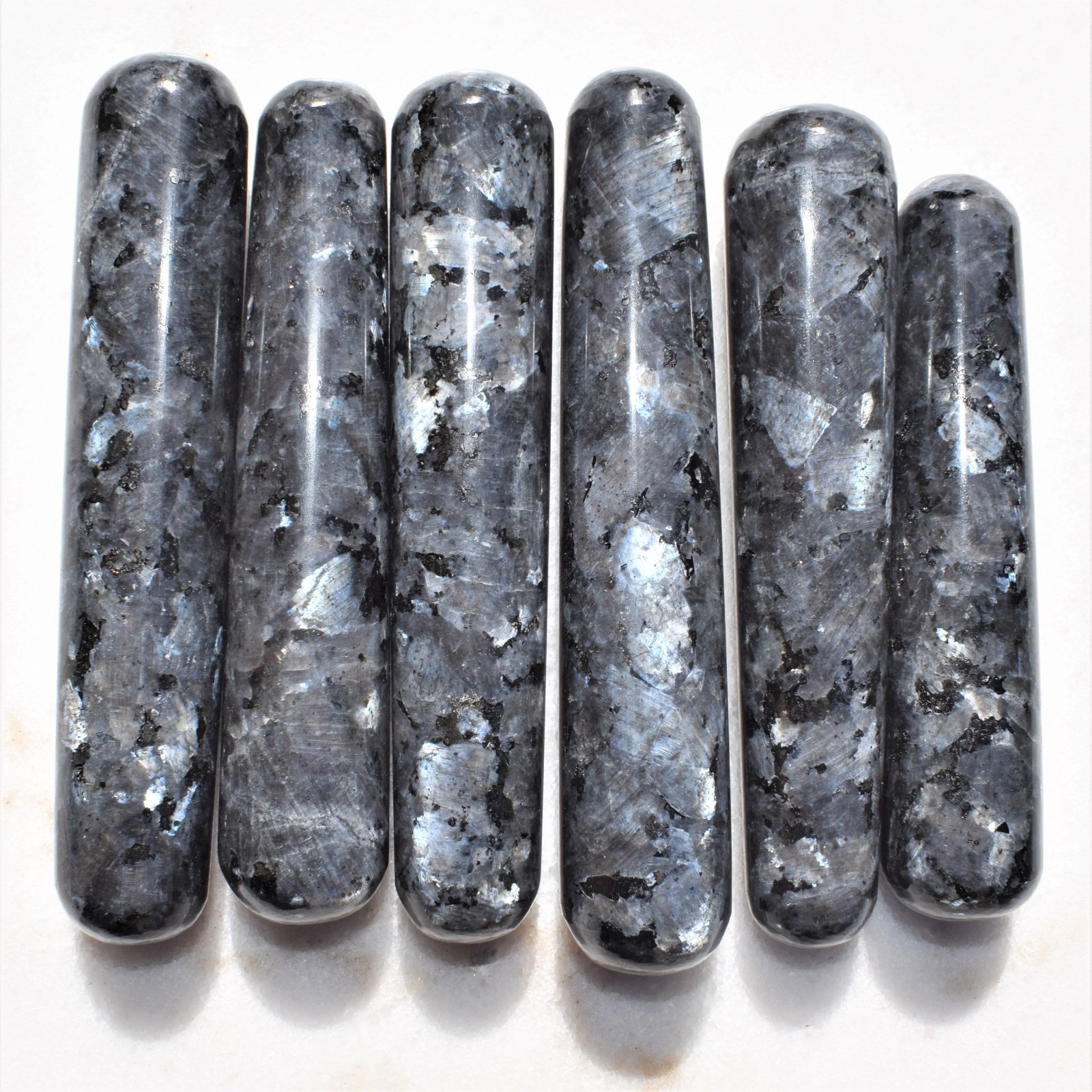 Flashy Charged 4″ Larvikite Crystal Massage Wand Crystal Healing Energy ~78g