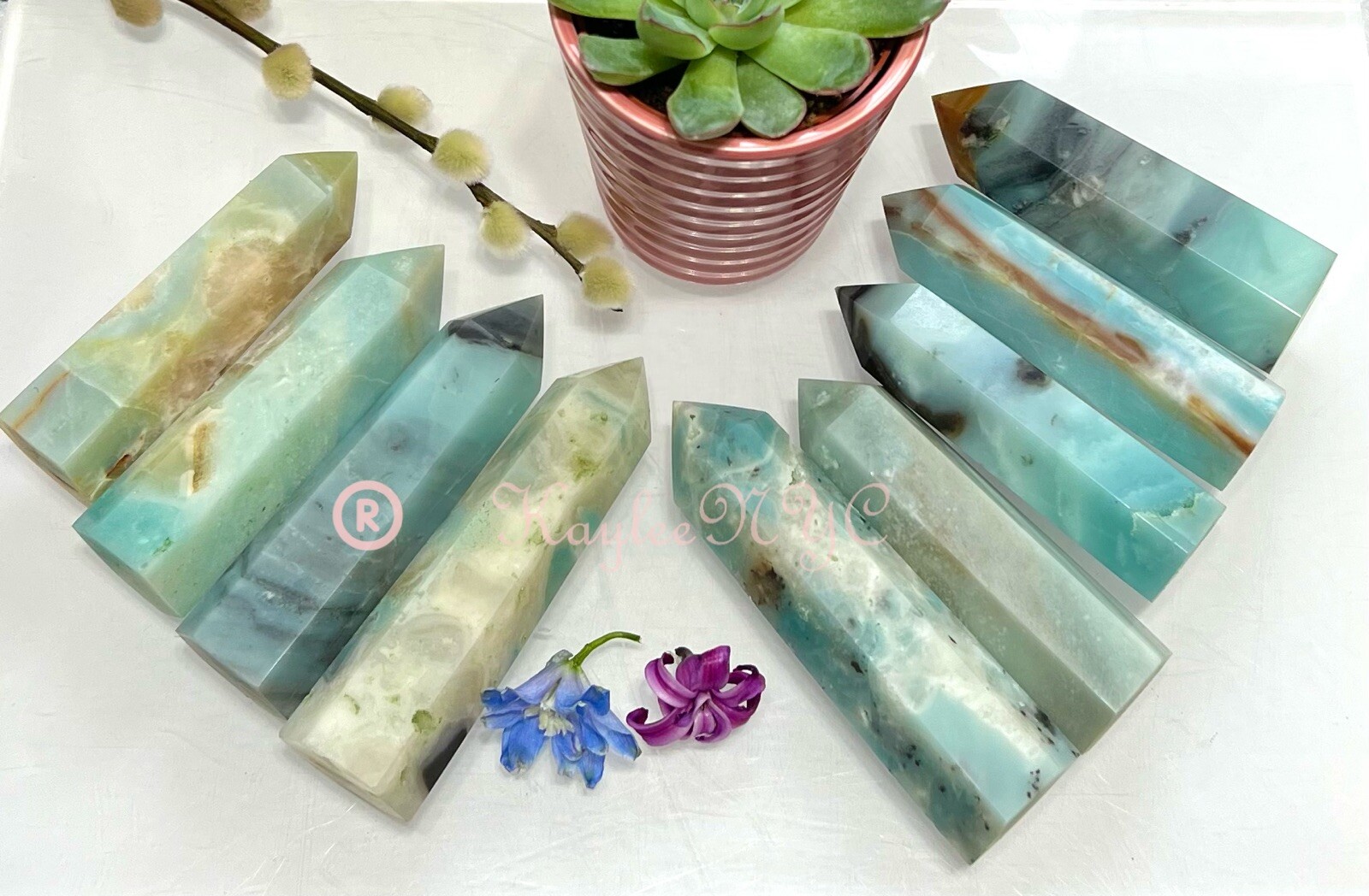 Wholesale Lot 2 Lbs Natural Amazonite Obelisk Tower Point Crystal