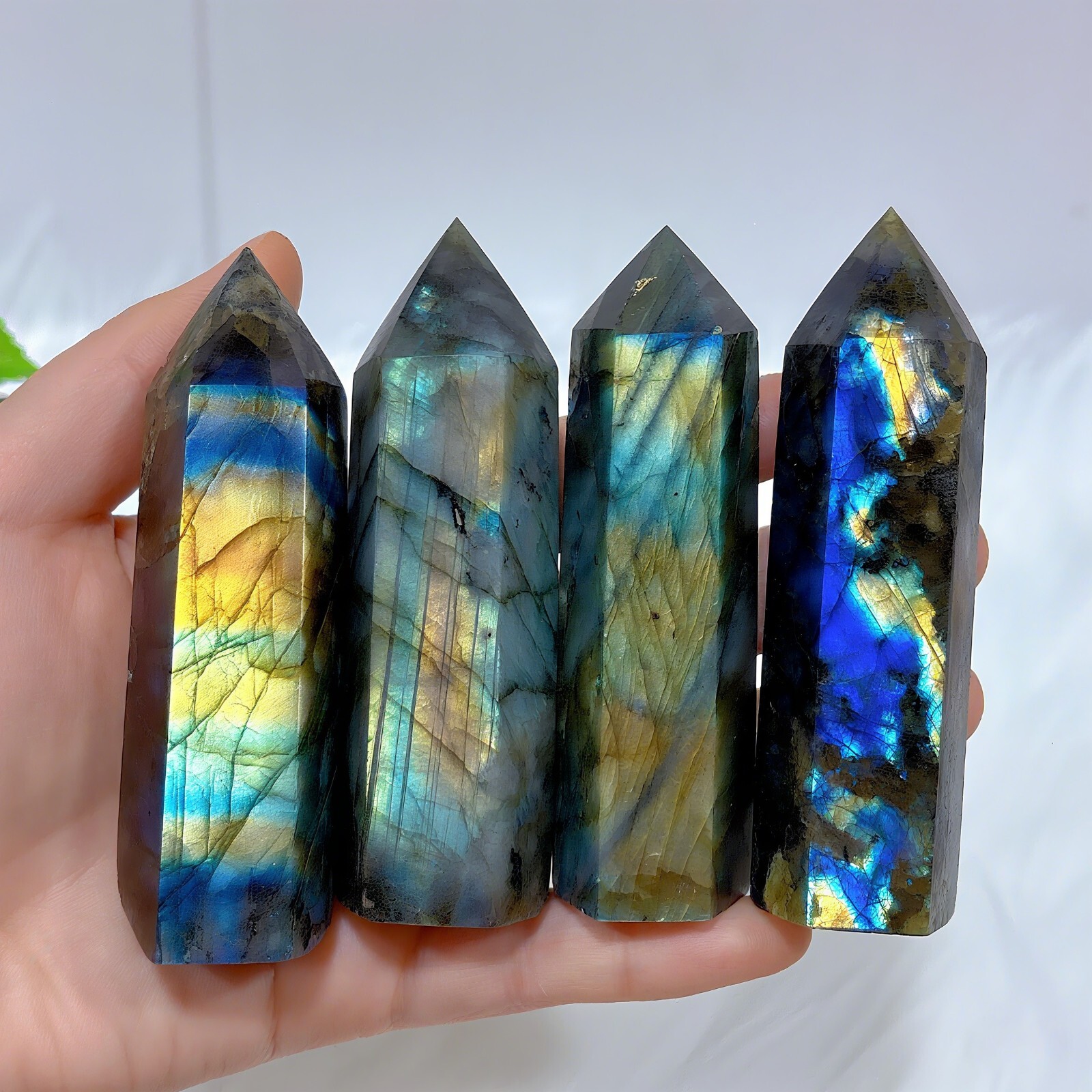 3.15″-3.54″ Natural Labradorite Crystal Tower Healing Crystal Obelisk Reiki Gift