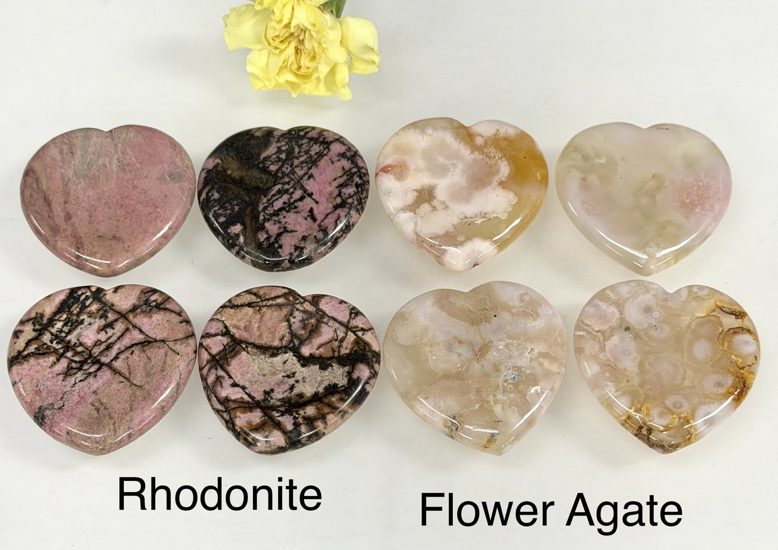 Wholesale 11 PCs 1.5” Natural Crystal Heart Shaped Worry Stone Healing Energy