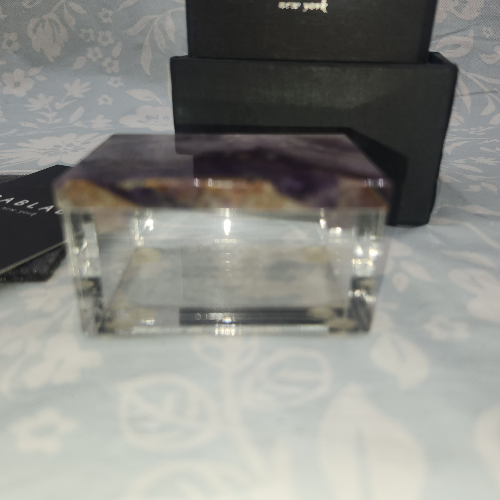 NEW RABLABS RARE Adorado LUCITE BOX Moss Agate purple trinket