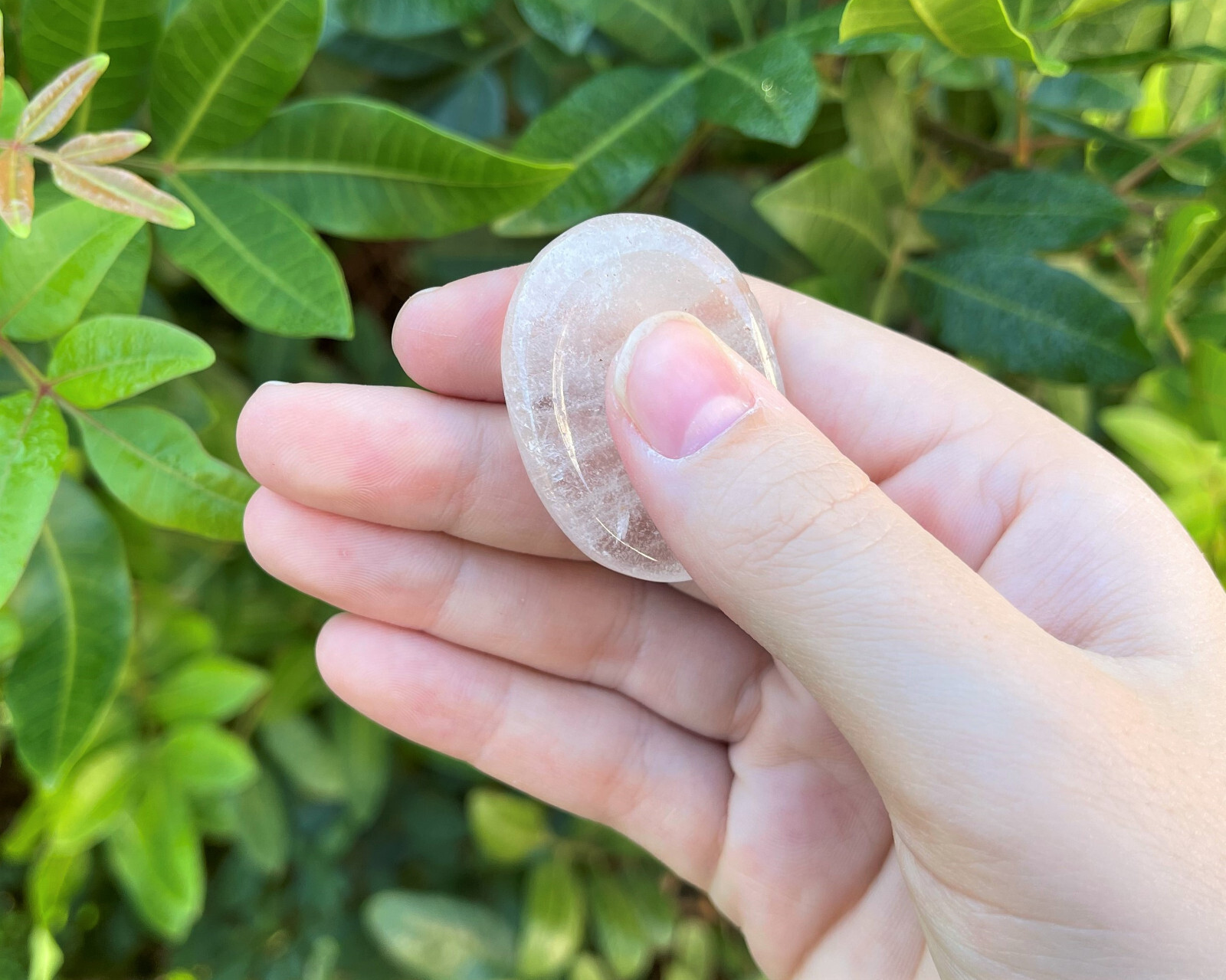 Clear Quartz Worry Stone (Smooth Polished Pocket Stone, Clear Quartz Palm Stone)