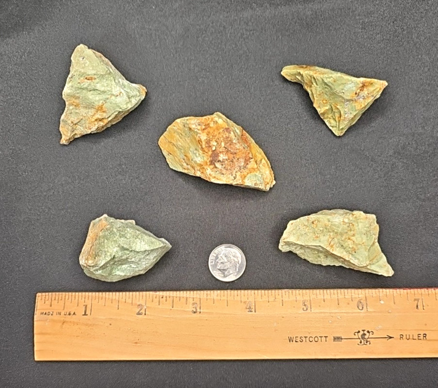 Green Chrysoprase Natural Raw Crystal Stones 5 Pieces Approx. 5oz.