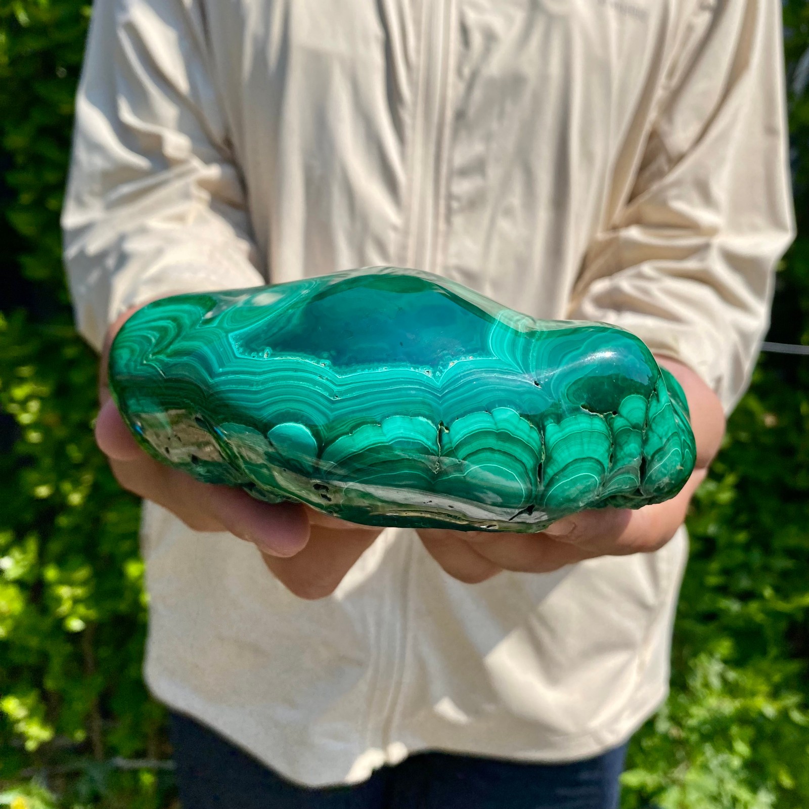 2.86LB Natural glossy Malachite transparent cluster rough mineral sample