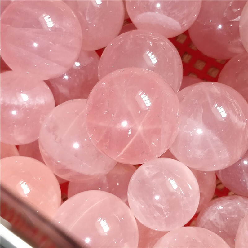 40MM Natural Rose Quartz Crystals Gemstone Reiki Healing Stone Sphere Ball Globe