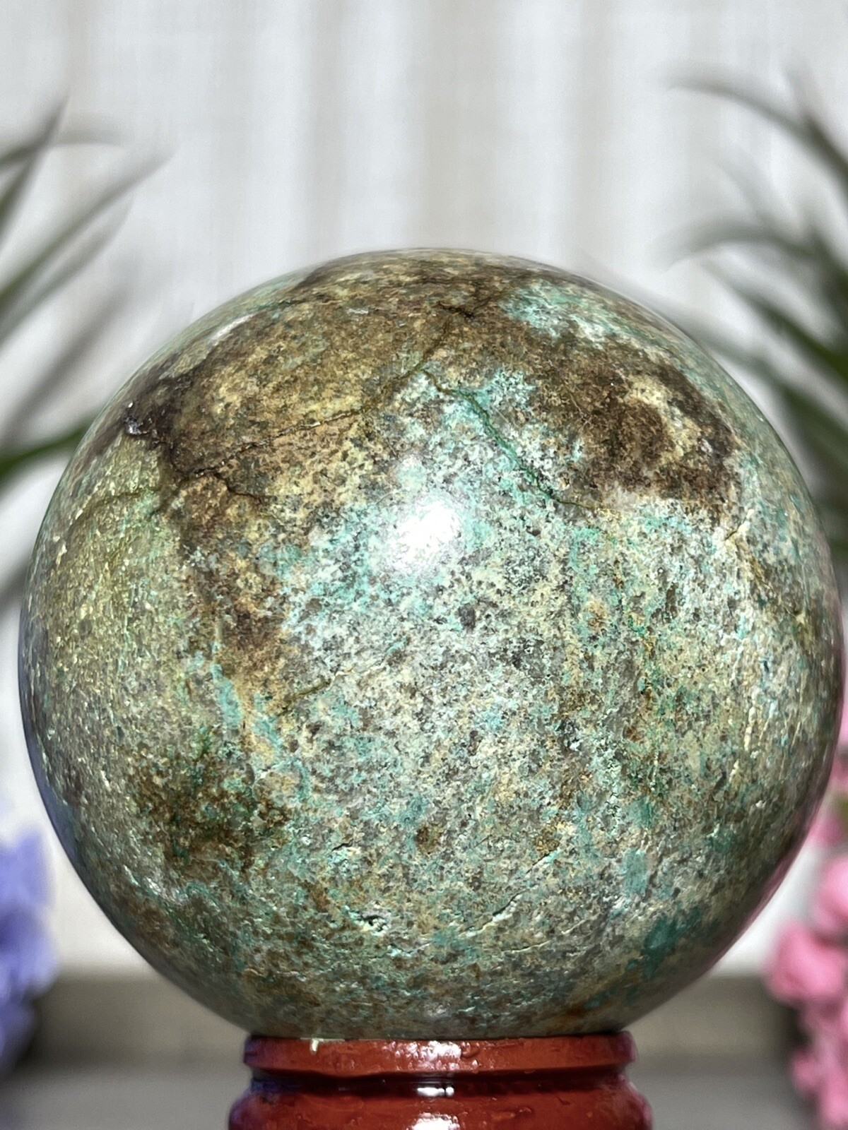57mm PHOENIX SPHERE – Green Blue Mineral Copper Ore Malachite Turquoise Crystal