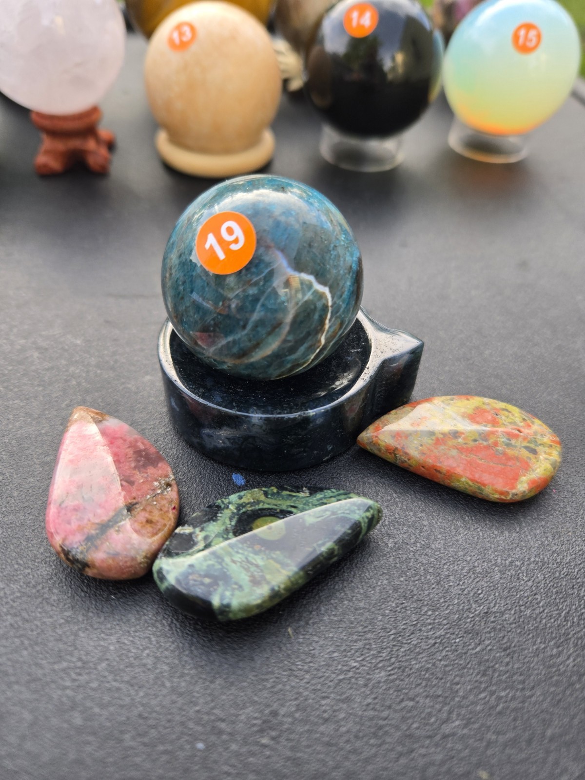 Cute Mini Collection! Mixed Materials-apatite, Moss Agate Mini Holder & Cabs!O19