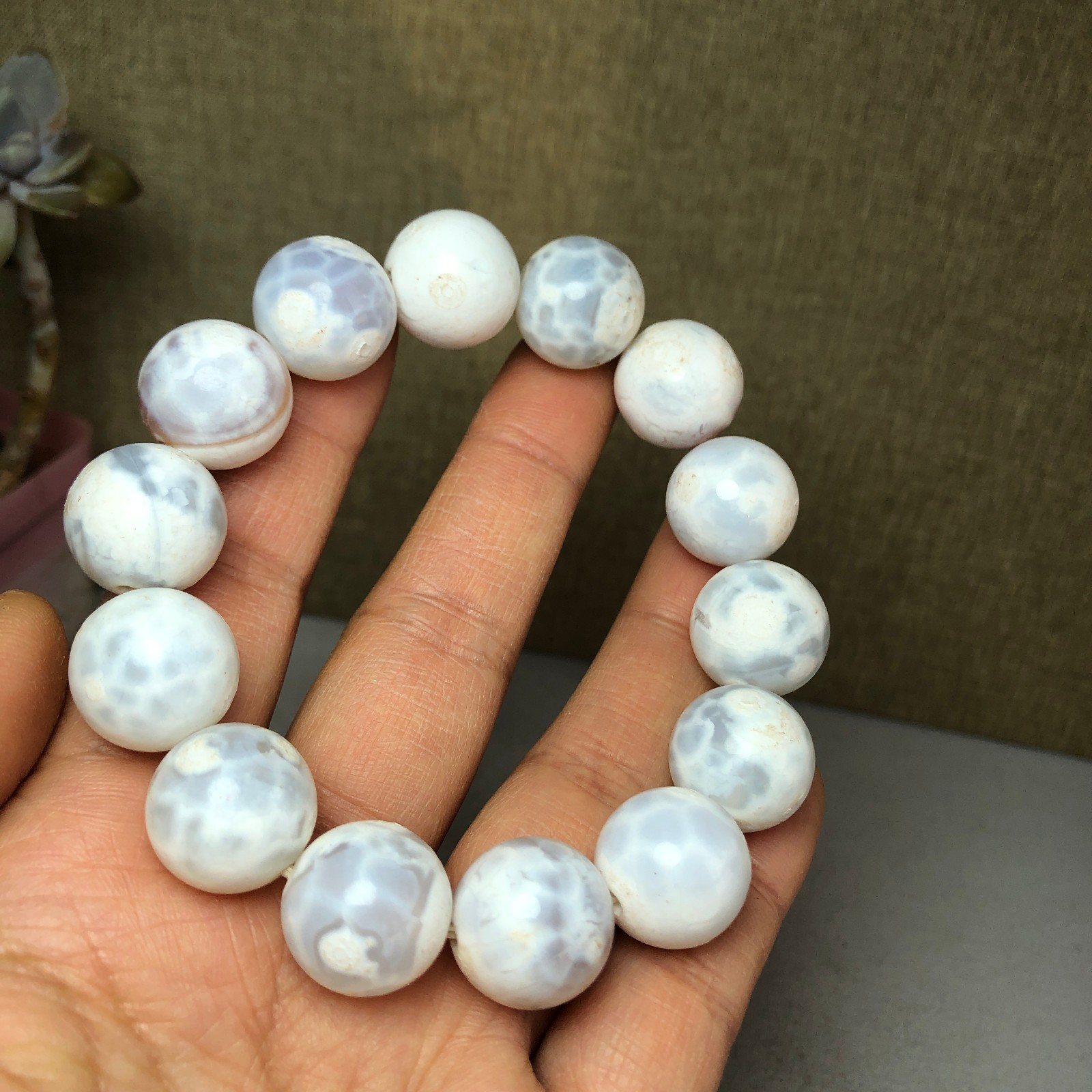 1pcs wholesale Natural sakura rough Crystal chain beads bracelet 15-16mm A2791