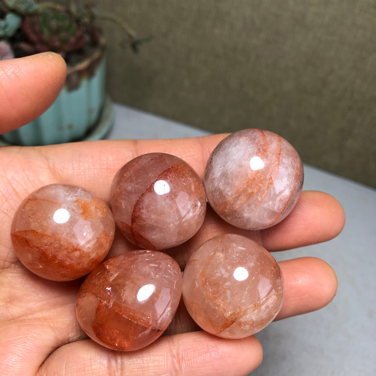 5pcs Natural Red gum flower semi-precious Crystal specimens 105g A3578