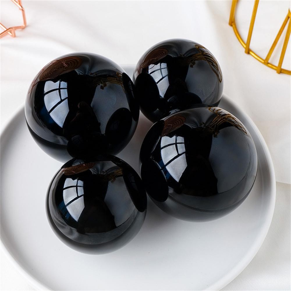 Natural Black Obsidian Sphere Healing Crystal Magic Ball Reiki Stones feng shui