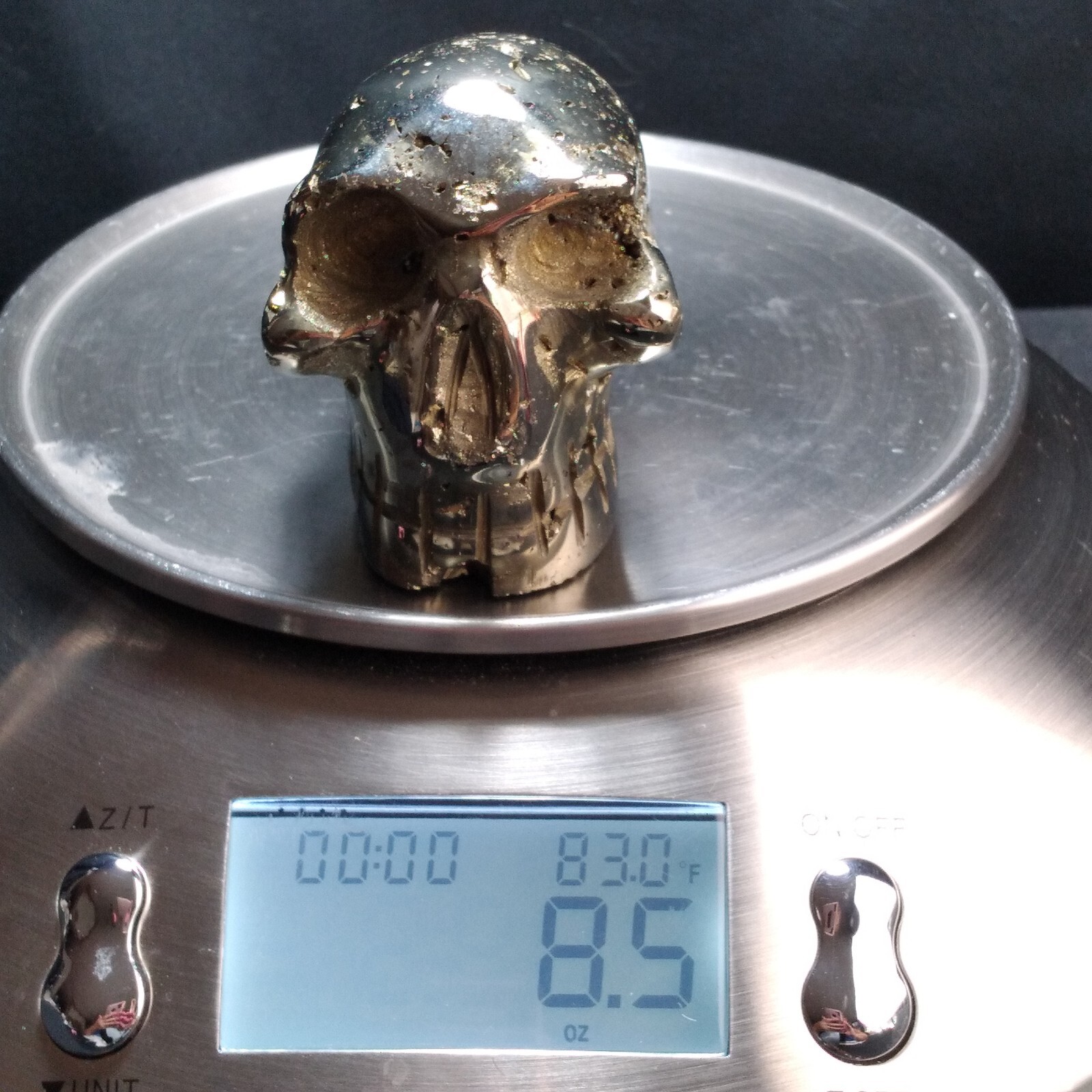 Hand Carved Skull Peruvian Pyrite Fools Gold Open Crystal Chambers Detail Heavy