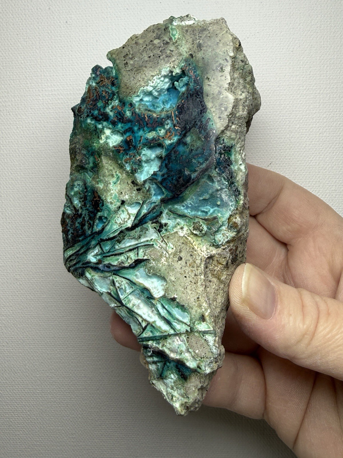 6” Polished Native Copper in Chrysocolla — Display Specimen (Indonesia)