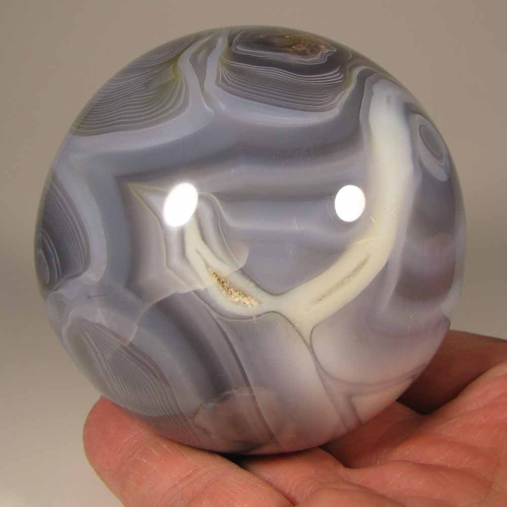 3″ BANDED AGATE Crystal Sphere Ball w/ Stand – Madagascar – 76mm – 1.4 lbs.