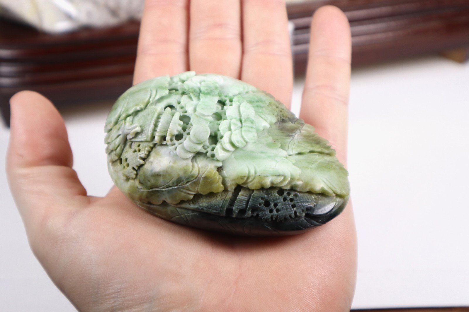 HUGE 20 lb JADE Hand Carved Scene Carving Mountain Chinese Landscape Sculpture