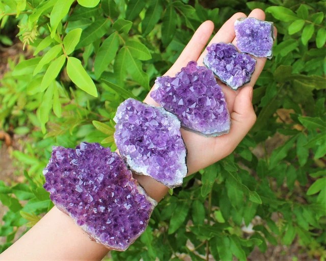 80-100g Raw Amethyst Crystal Quartz Cluster Specimens Healing Reiki Ornaments