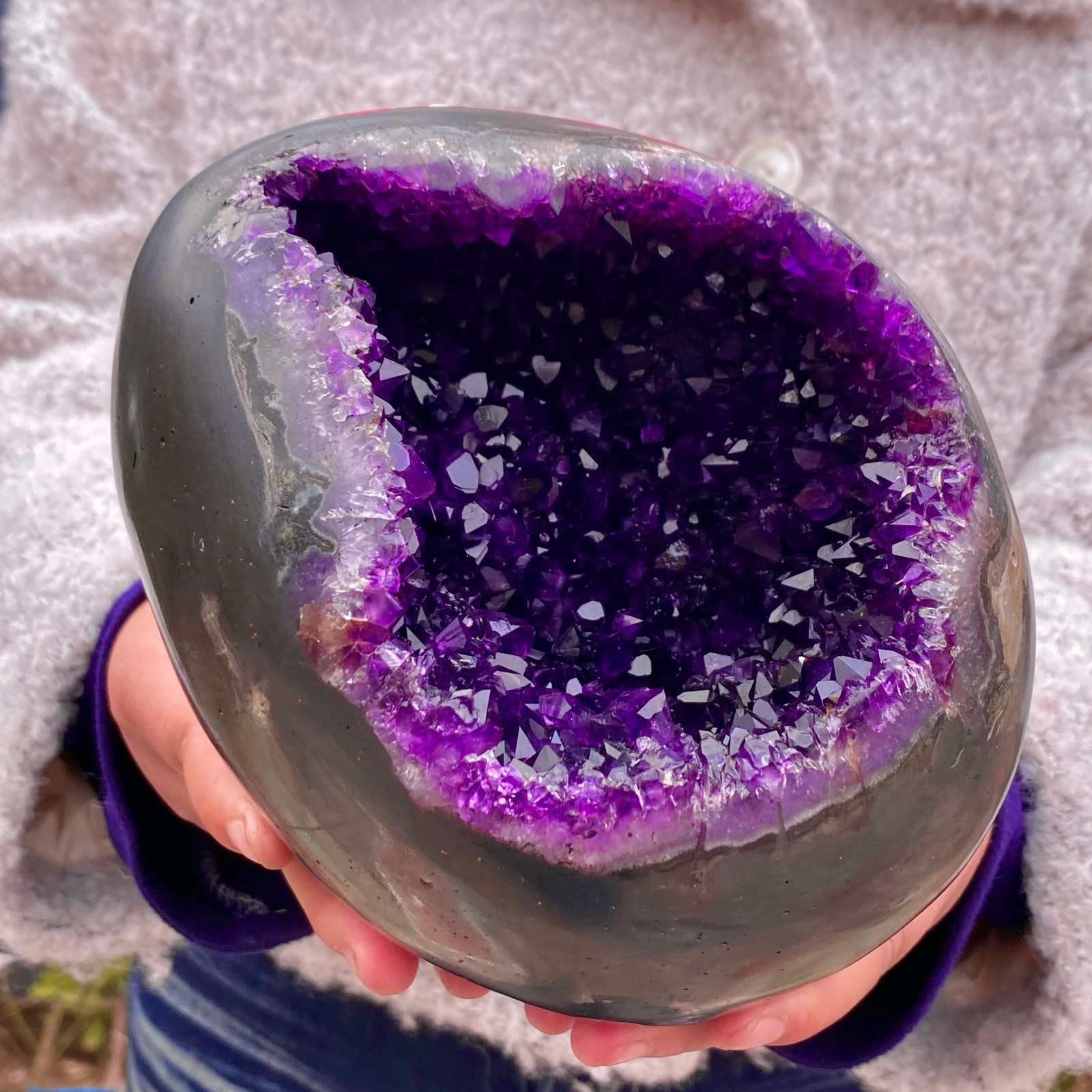 8.15LB Natural amethyst Dinosaur egg Quartz Crystal specimen healing