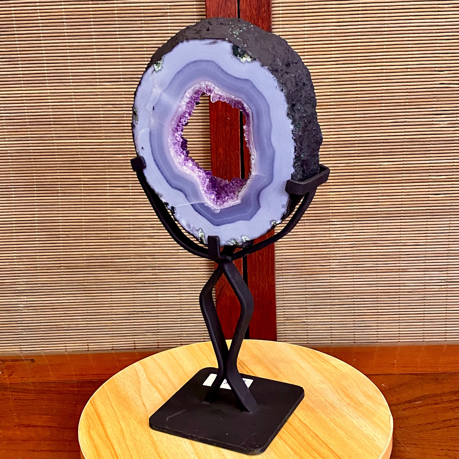 4.4LB Natural Amethyst Cave Crystal Slice Crescent shaped Hand Cut Repai