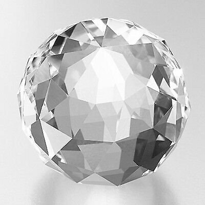 Clear Faceted Crystal Ball 80mm 3 inch With Wood Stand in Gift Box