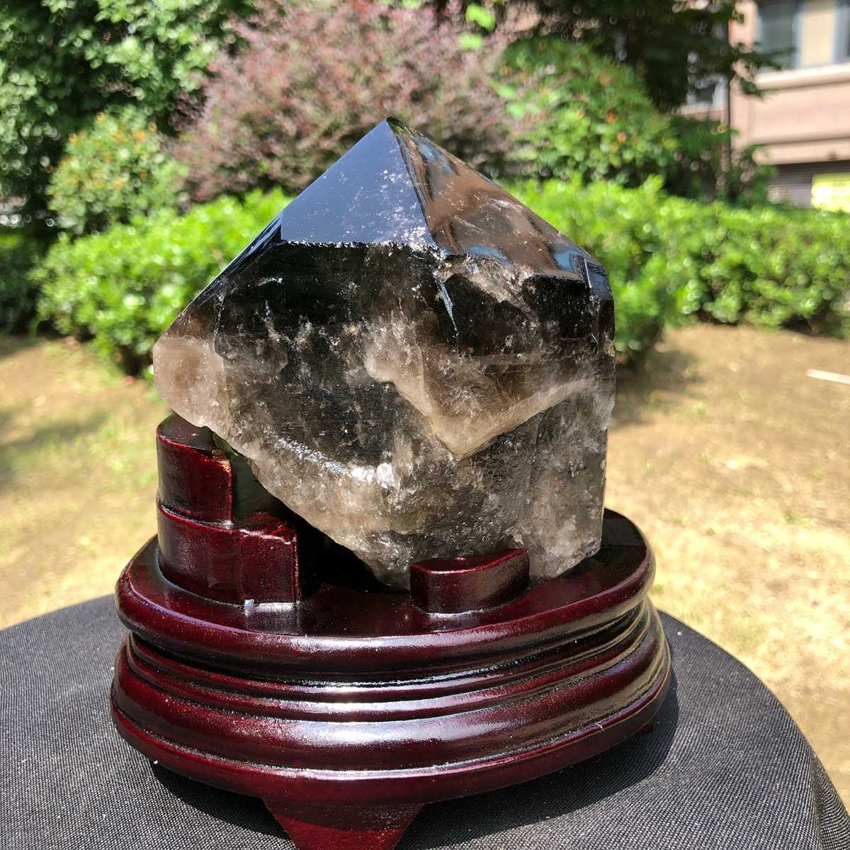 5.25LB Natural Smoky Quartz Crystal Mineral Specimen Reiki Healing+Stand