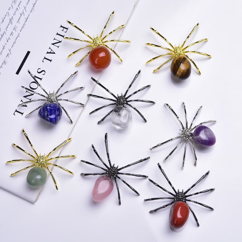 5 Pcs Natural mixed Agate Reiki Gemstone Spider Crystal Quartz Healing Decorate