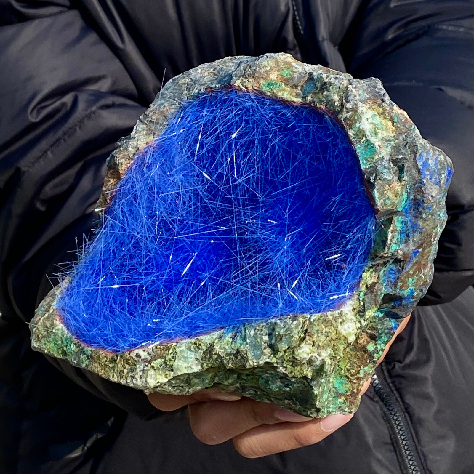 7.17LB Natural Blue Needle Iron Ore Mineral , Original Ore Quartz Crystal