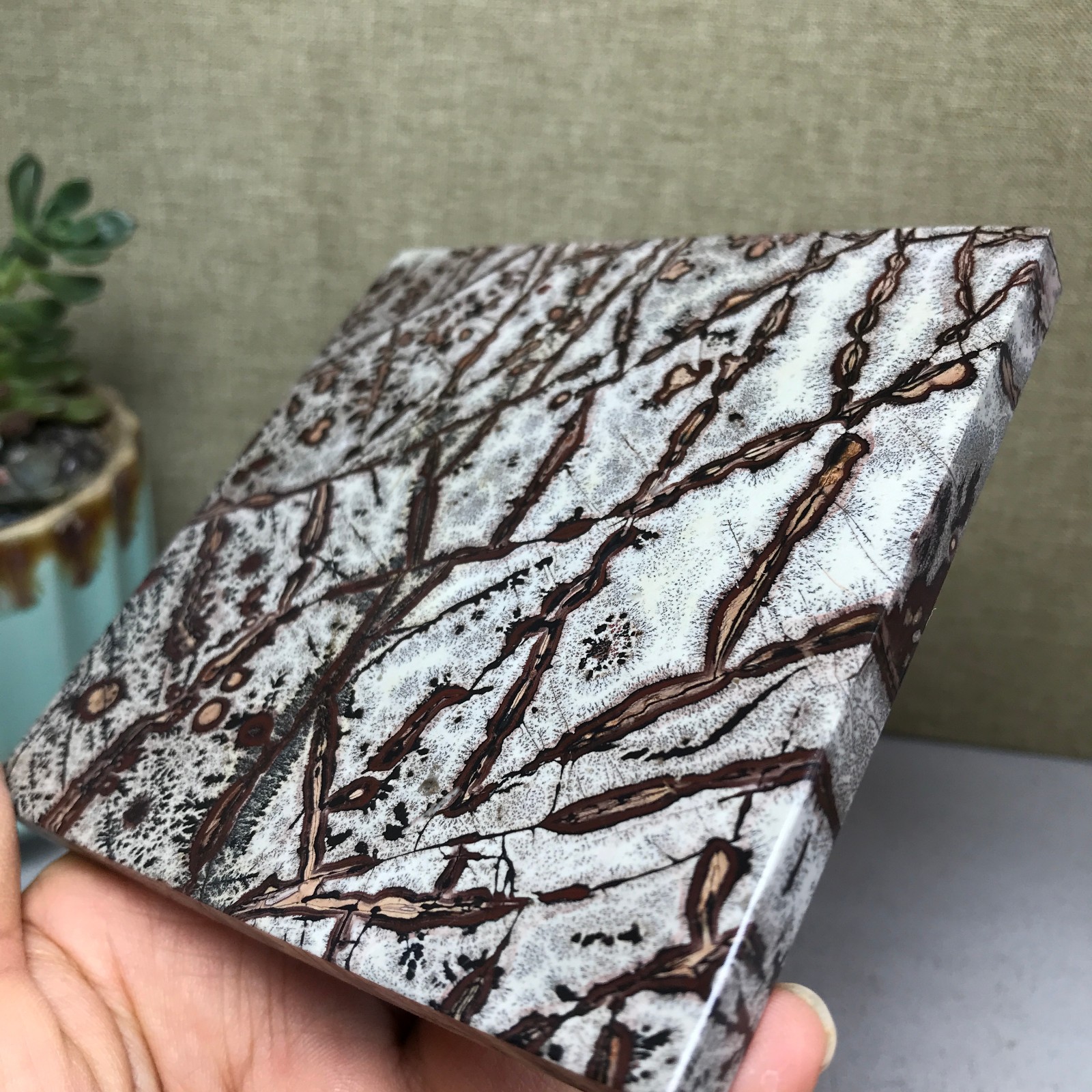 Natural Chinese painting stone crystal ornaments for home decoration 262g A5368