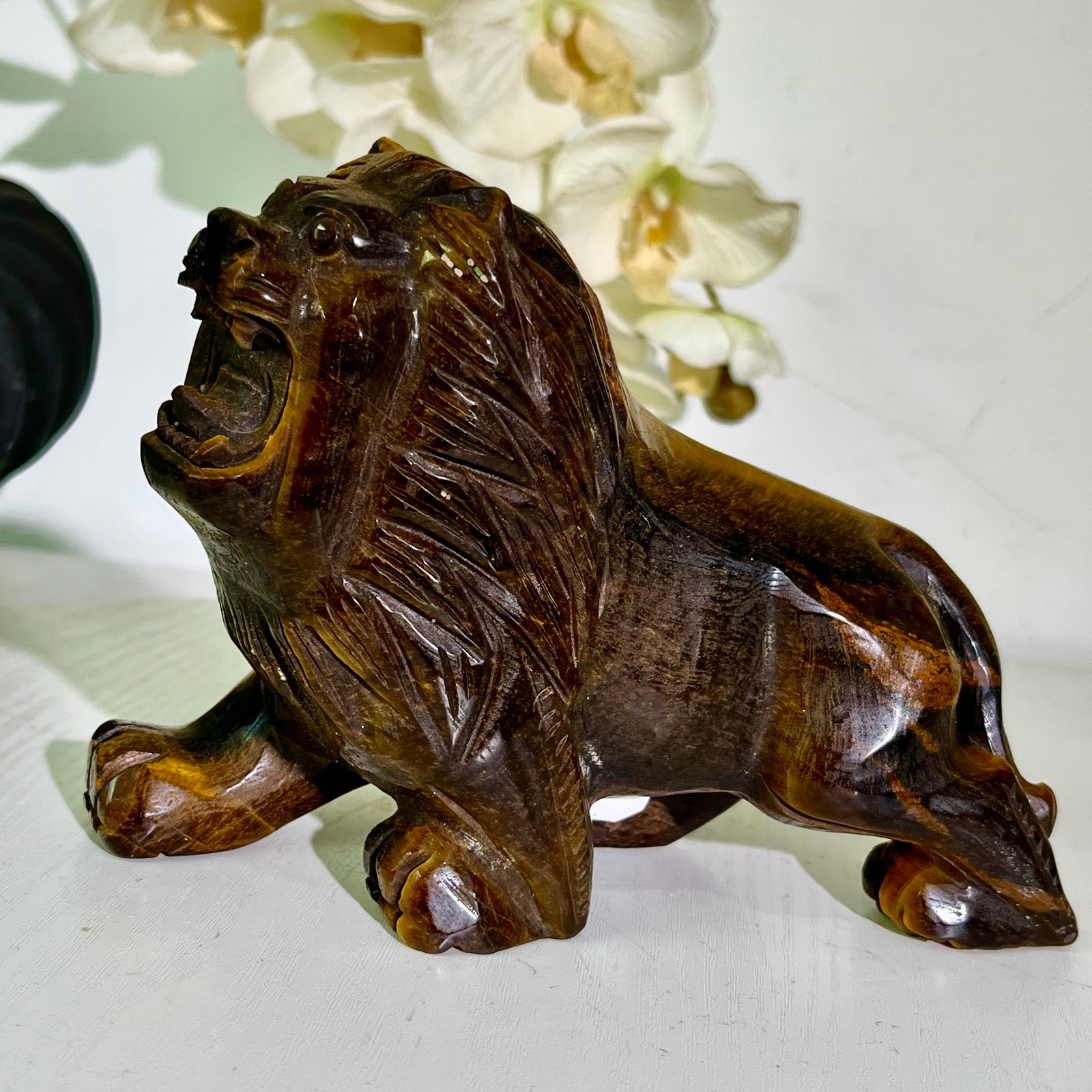 4.12LB Natural tiger eye stone products, handmade carved and polished spiritual
