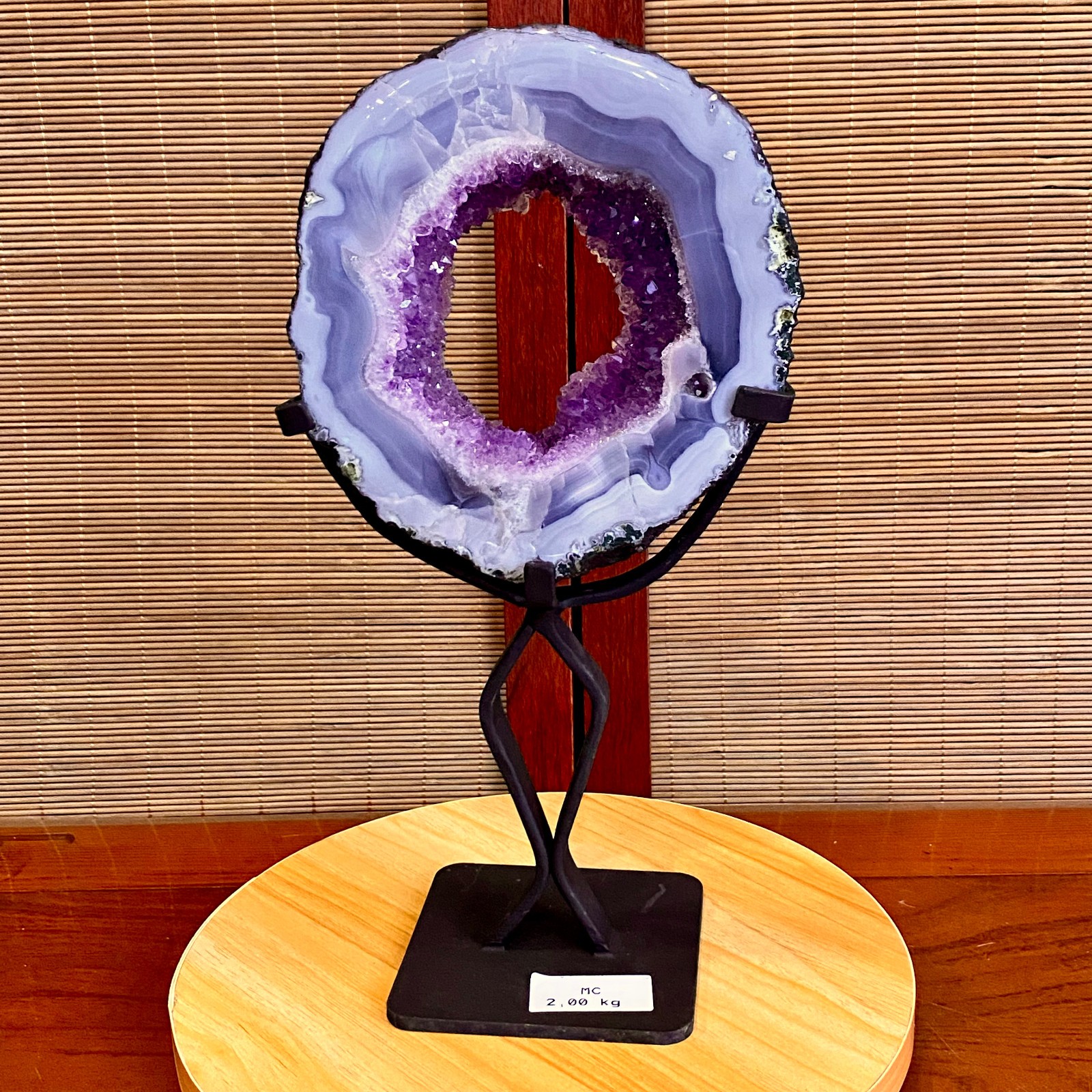 4.4LB Natural Amethyst Cave Crystal Slice Crescent shaped Hand Cut Repai