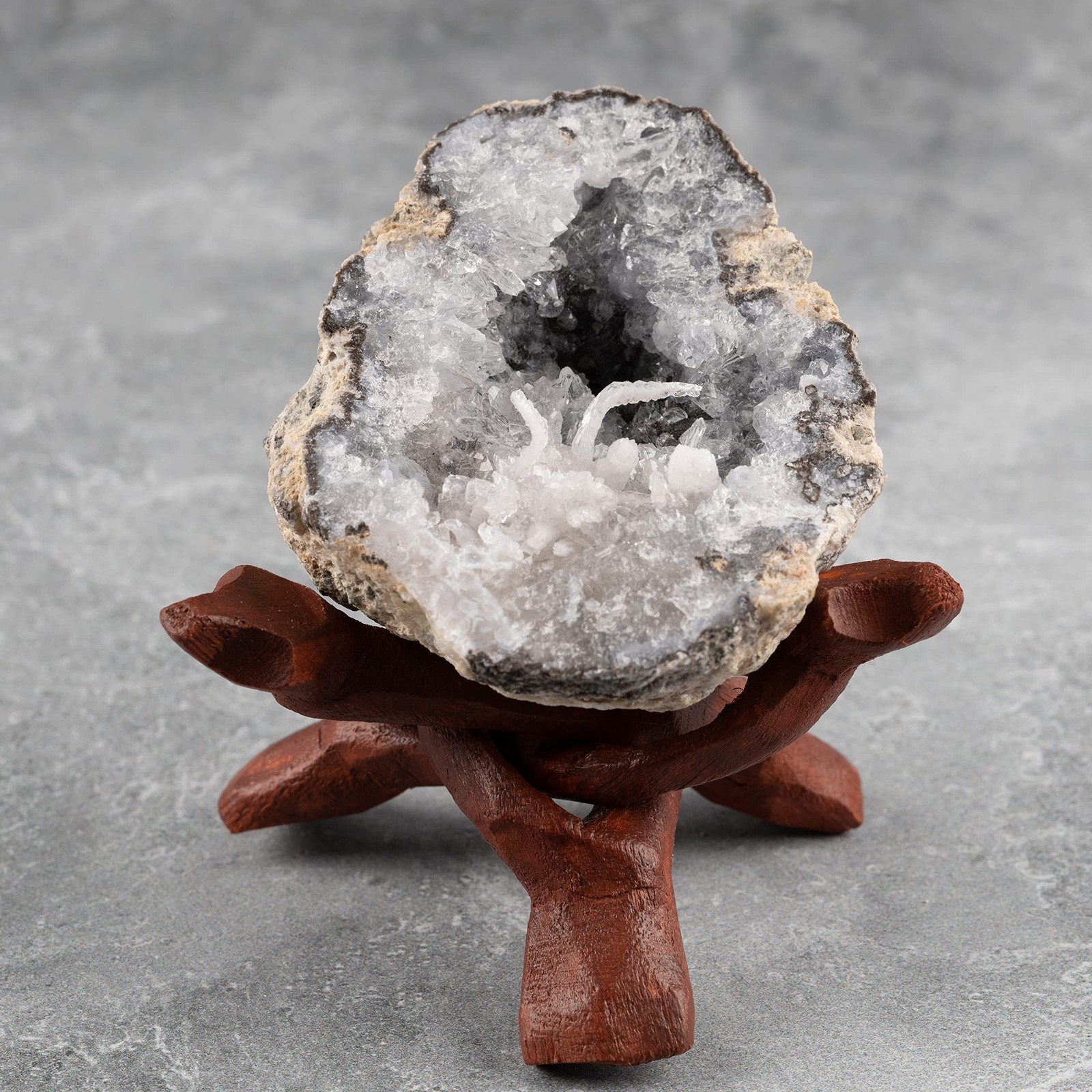 2PCS Wooden Tripod Stands 4″ & 6″ for Crystal Balls, Geodes, Decorative Bowls