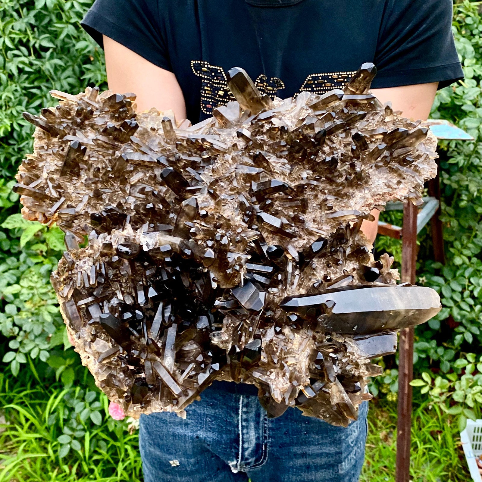 10.8LB Natural Tea black Crystal quartz Cluster Mineral Specimen Healing reiki