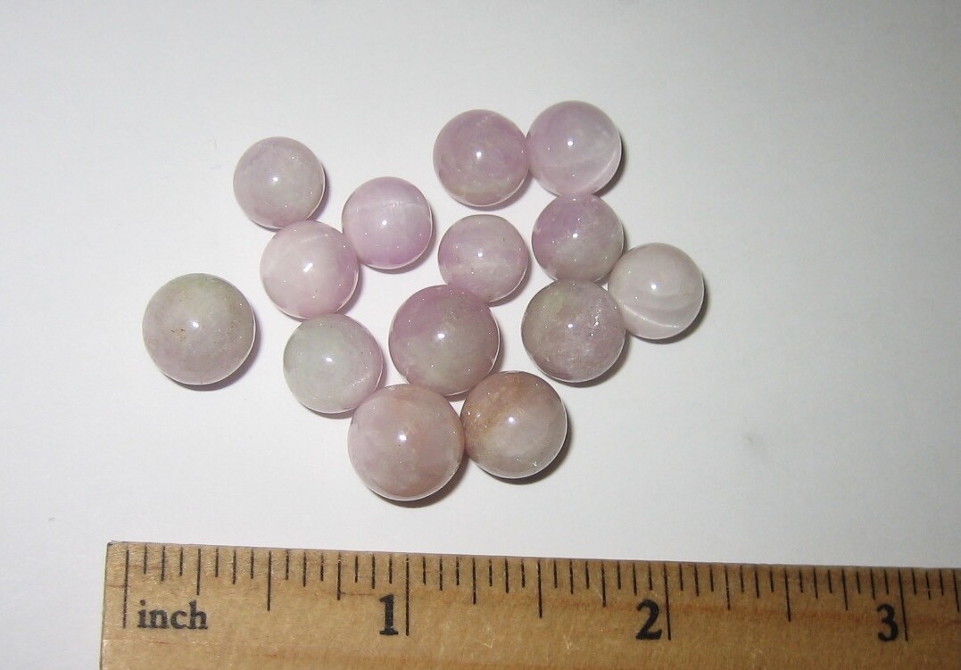 14 POLISHED TINY 0.2″- 0.3″ KUNZITE CRYSTAL STONE MINERAL SPHERES ~ 21.4grams *2
