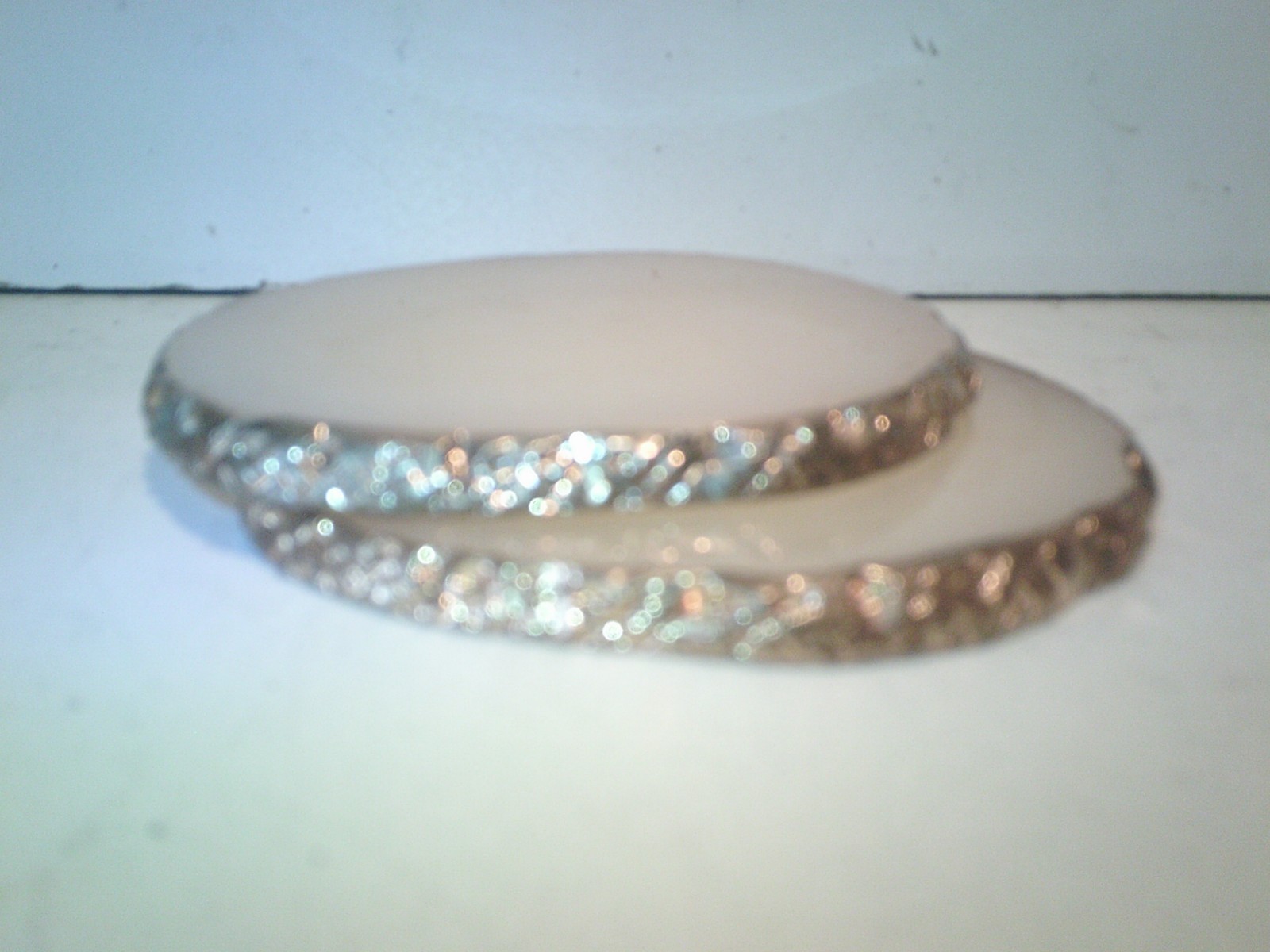 2 Clean Shiney Brass Rim Quartz Slices 3″x 3″ FREE SHIPPING