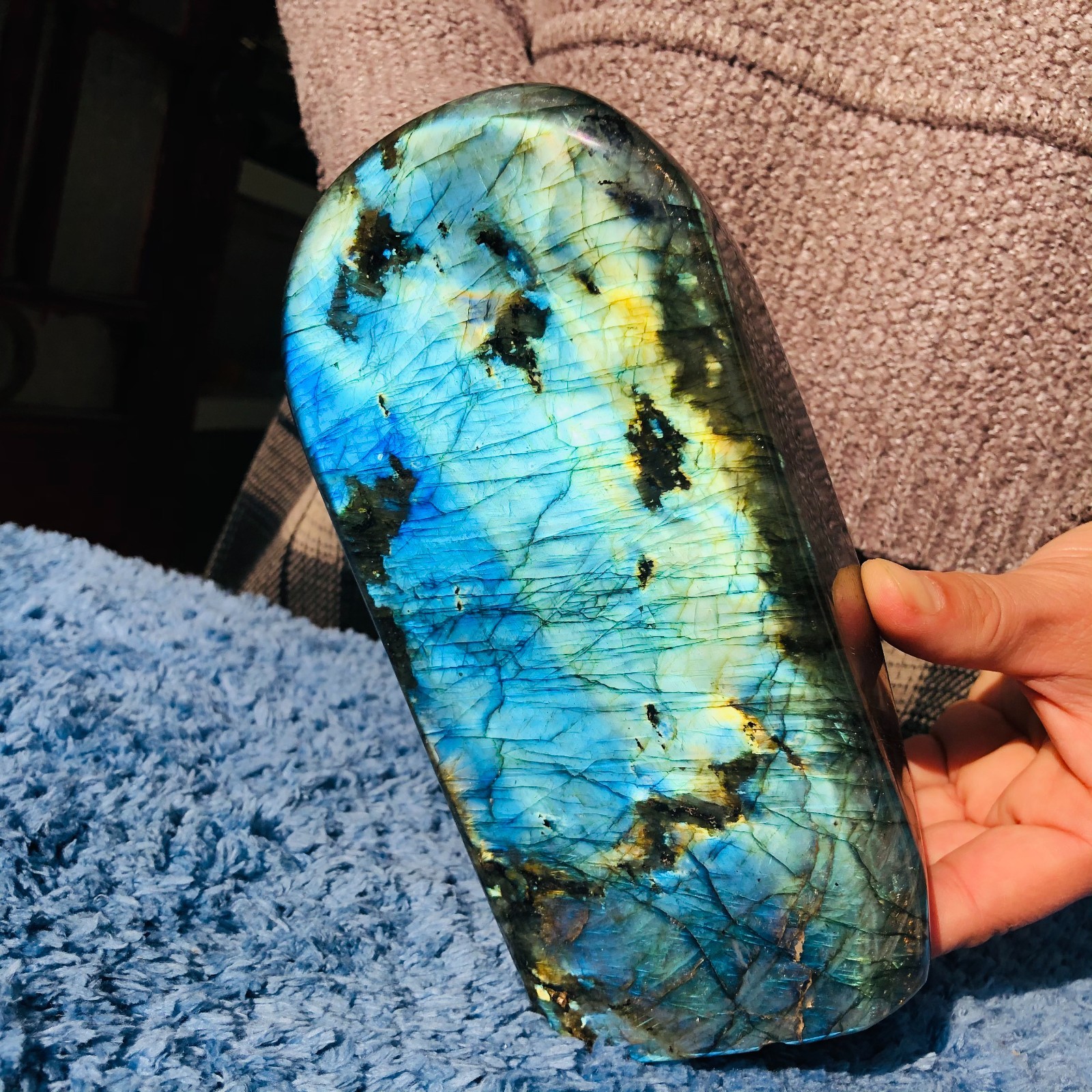 3.9LB Natural Labradorite Quartz Crystal Mineral Spectrolite Healing