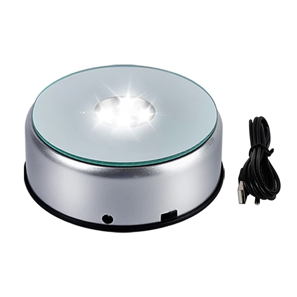 5 LED Display Base Rotating Crystal Glass Display Stand for Tumbler Cups
