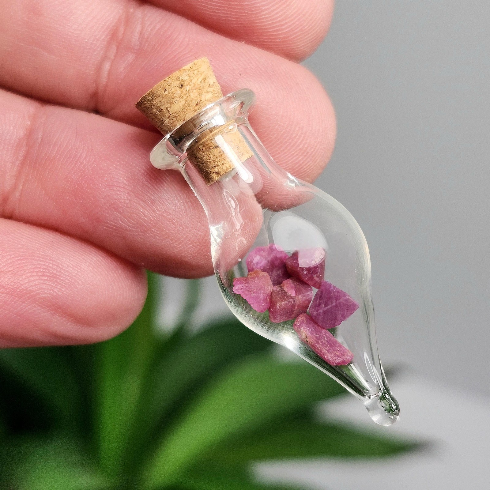 UV Reactive Ruby Chips in Glass Jar, Polished Ruby Crystals in Gem Jar