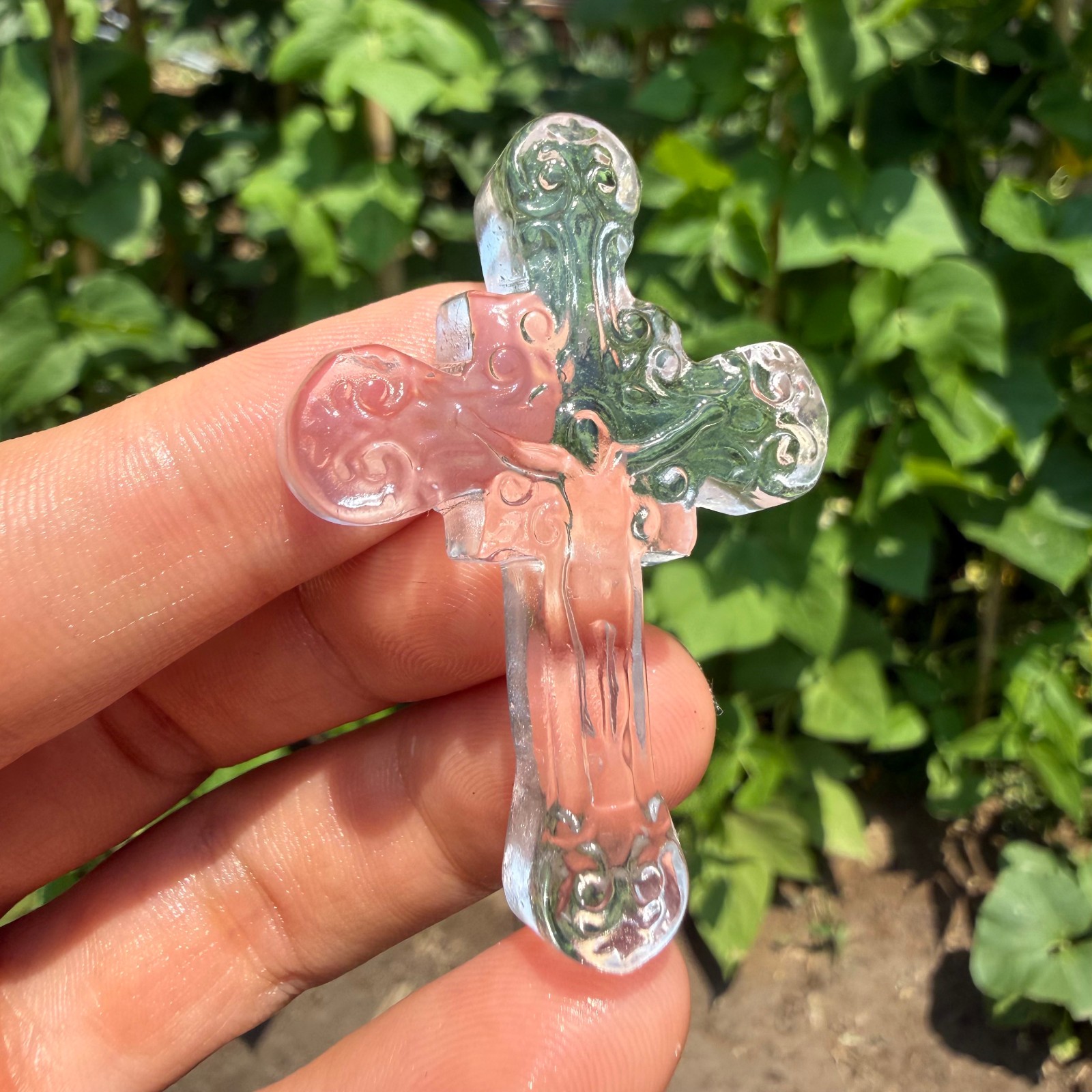 2″ Natural White crystal Quartz Crystal Cross Reiki Faith Amulet 1pc
