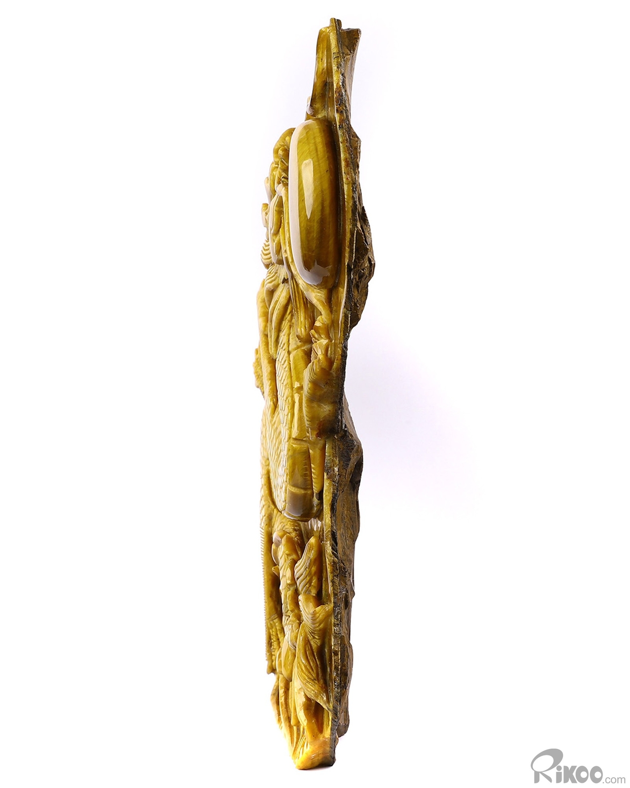 AMAZING FLASH Giant 9.4″ Gold Tiger Eye Carved Crystal Dragon Sculpture
