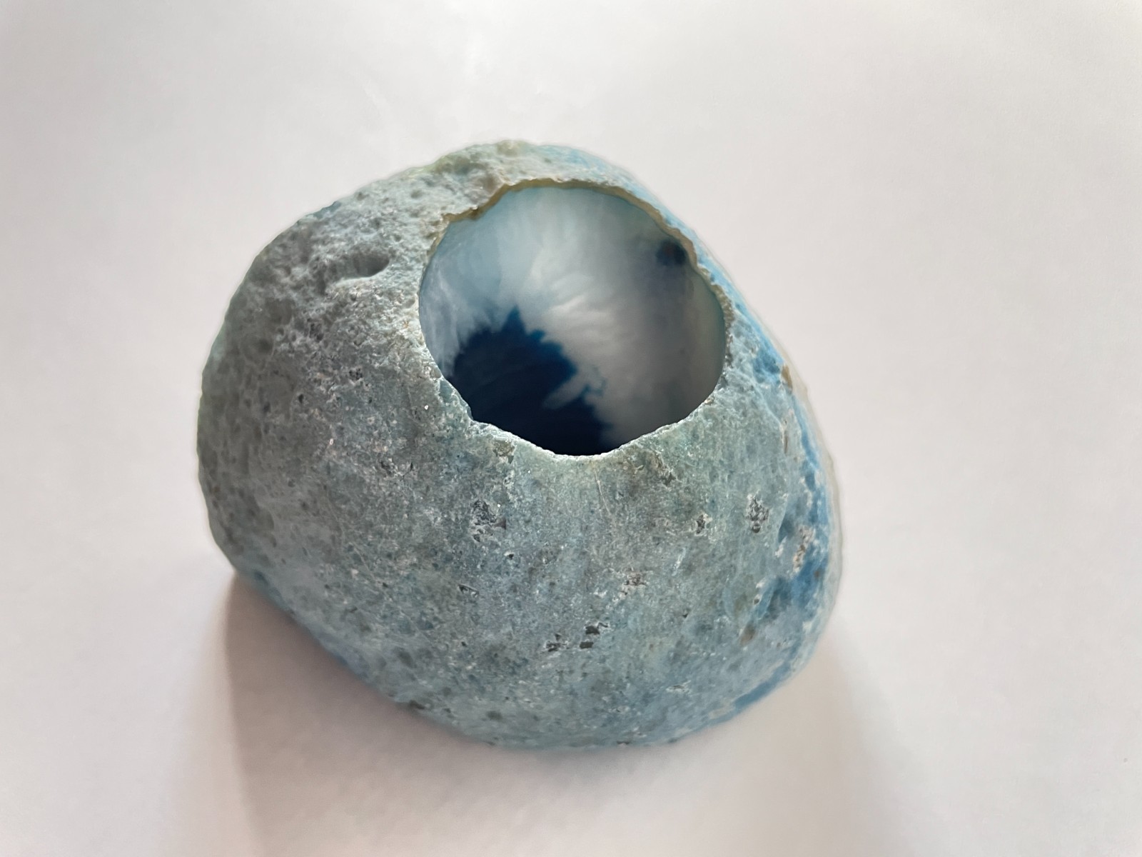 Quartz Crystal Druzy Half-Polished Blue Agate Geode Candle Holder Crystal Decor