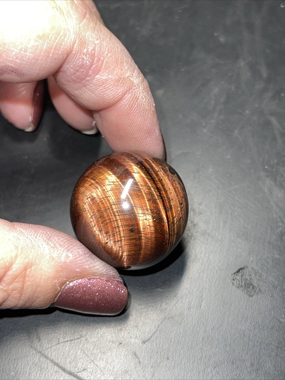 Red Tiger’s Eye Crystal Sphere Orb Ball Marble 27.1mm