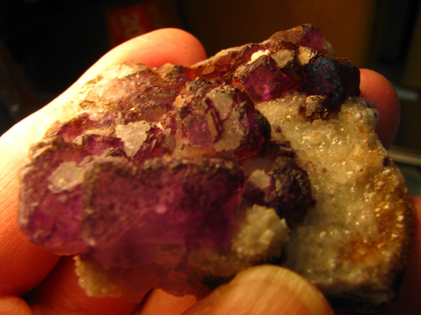.24lb 3×2.5inch PURPLE FLUORITE ON CALCITE/QUARTZ QINGLONG MINE CHINA #137