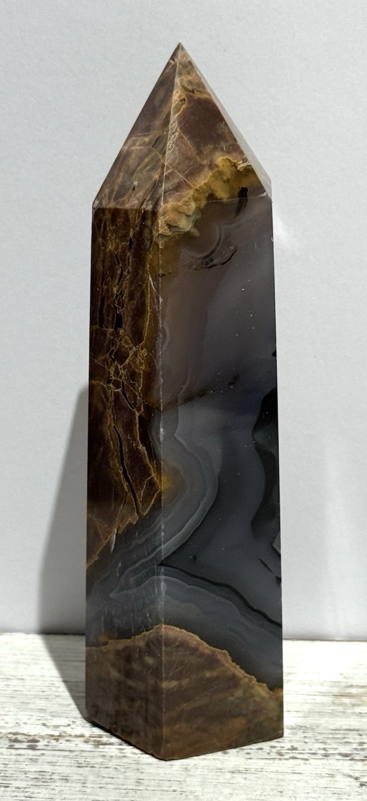 Volcano Agate Tower 5.25” Natural Stone UV Reactive