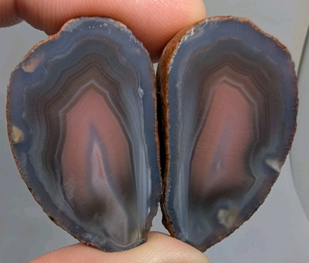 Swazi Rose Agate Cut Halves, Mozambique Agates, 38 Grams (1.25 Oz), US Seller