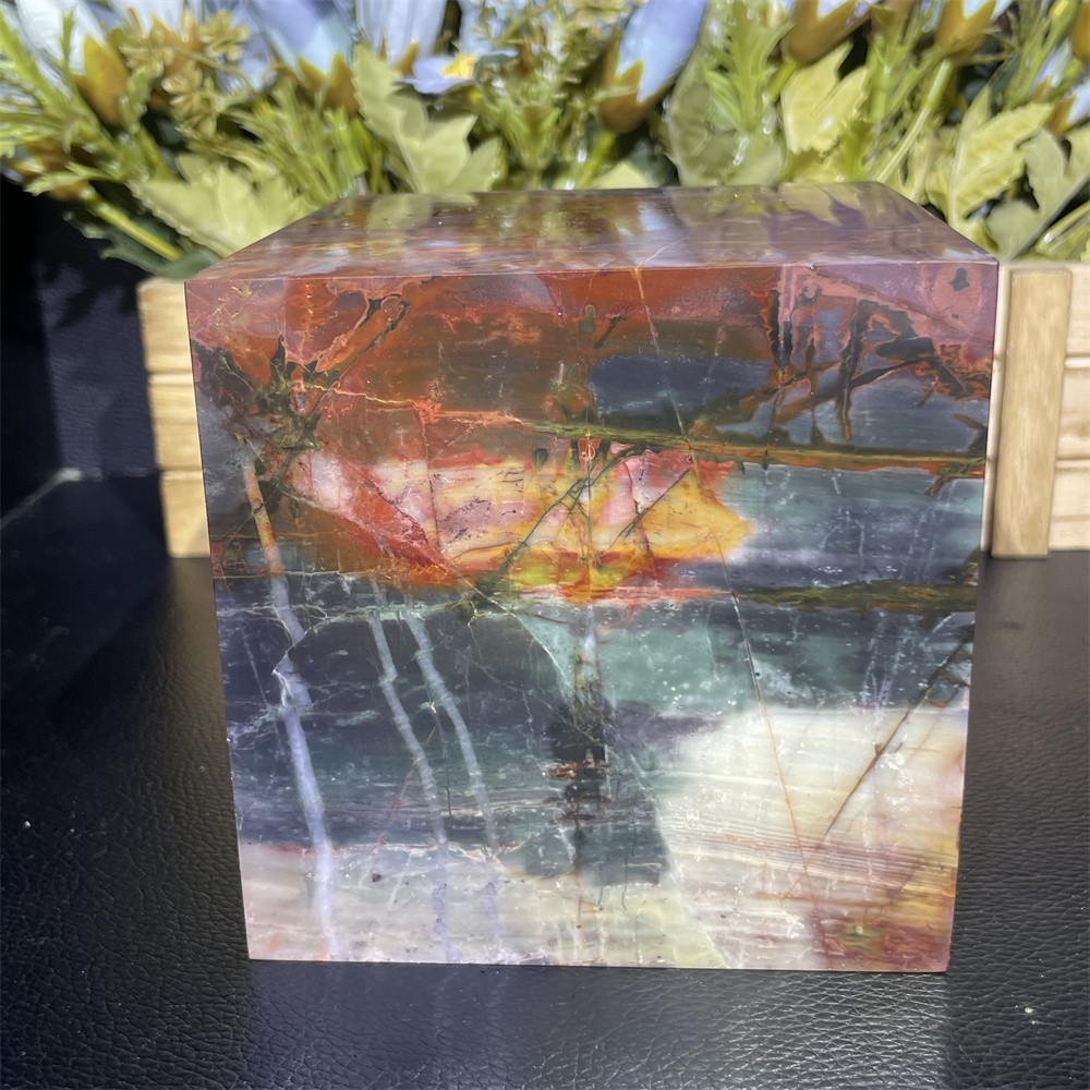 6.9LB 4.1″ A++Natural Creek Jasper Cube Square Crystal Quartz Energy Decor